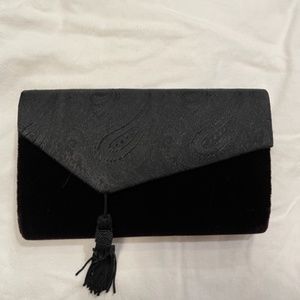 Evening Clutch - black velvet and silk - Whiting and Davis International